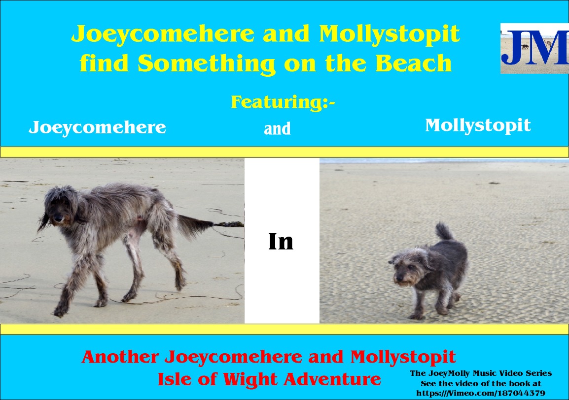 Joeycomehere and Mollystopit find something on the beach. Part of a series of Wight Adventures written by BB Bango and published by ClayClay. Copies of book in A6 and A5 format available direct from the ClayClay Shop  This 1st book  is also a music video