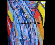'Stripey Nude 2' by BB Bango. Acrylic on  canvas 16 by 12 inch £50