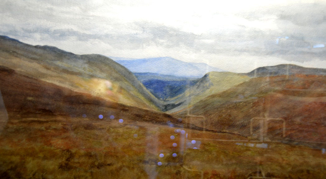 'Scottish highlands' framed and mounted 39 by 49cm Watercolour on paper by Harry Lawson Johnston £275. 