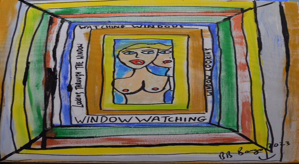 'Window Watching', Pop Art 29 by 39cm Acrylic on Canvas by BB Bango £45 