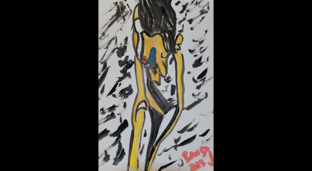 'Nude Stripes' A3 size Acrylic on Paper by BB Bango £35 