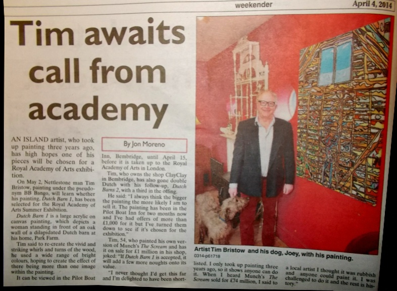 'Isle of Wight County Press article April 4th 2014 re 'Dutch Barn 1'