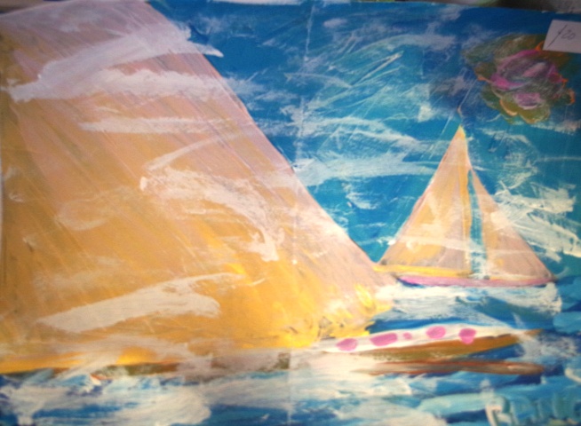 'Big Sail' A3 size Acrylic on paper by BB Bango. August 1st 2015 . On display Bembridge Shop 20