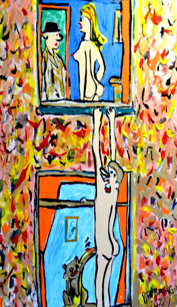 'Cat Stretch' 39 by 49cm Acrylic on Canvas by BB Bango £60 1 SOLD, 1 similar available