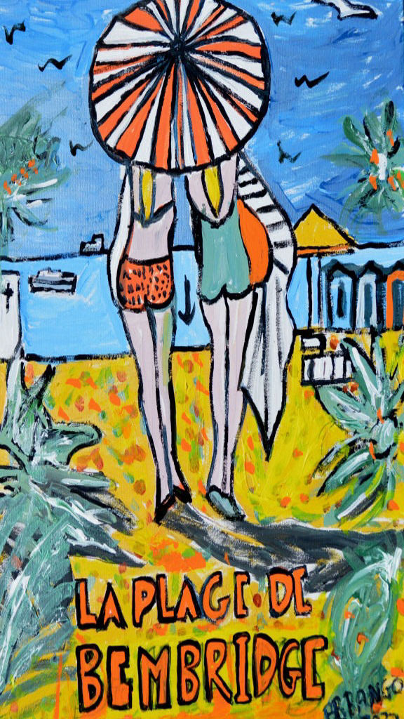 'La plage de Bembridge' by BB Bango 39 by 49cm Acrylic on Canvas over 10 SOLD Summer 2022/3/4, 4 similar available £60