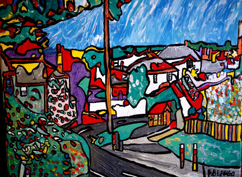 Seaview High St by BB Bango acrlic on canvas. Sold to Isle of Wight Collector
