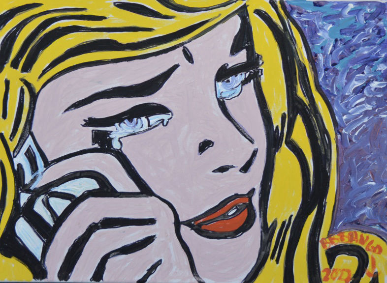 'Crying 2' Acrylic on  canvas 39 by 49 cm by BB Bango £60