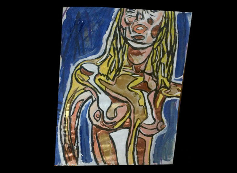 ‘Abstract Jo 2’ by BB Bango. Acrylic on paper in clip frame. 29*19cm £50. On display Bembridge shop. Also postcards available. This picture painted 20th April 2013 is based on an ‘EspadaRolls’ Glamour model photo shoot for the ‘Tacky..... Original Music’ music videos.