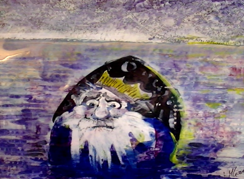 'King of the Sea' by Kate Gooden Hand painted Print 25*21cm 15. On display ClayClay shop.