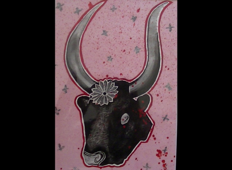 'Bull' Katie Hobbs Print Mounted 20*28cm 15