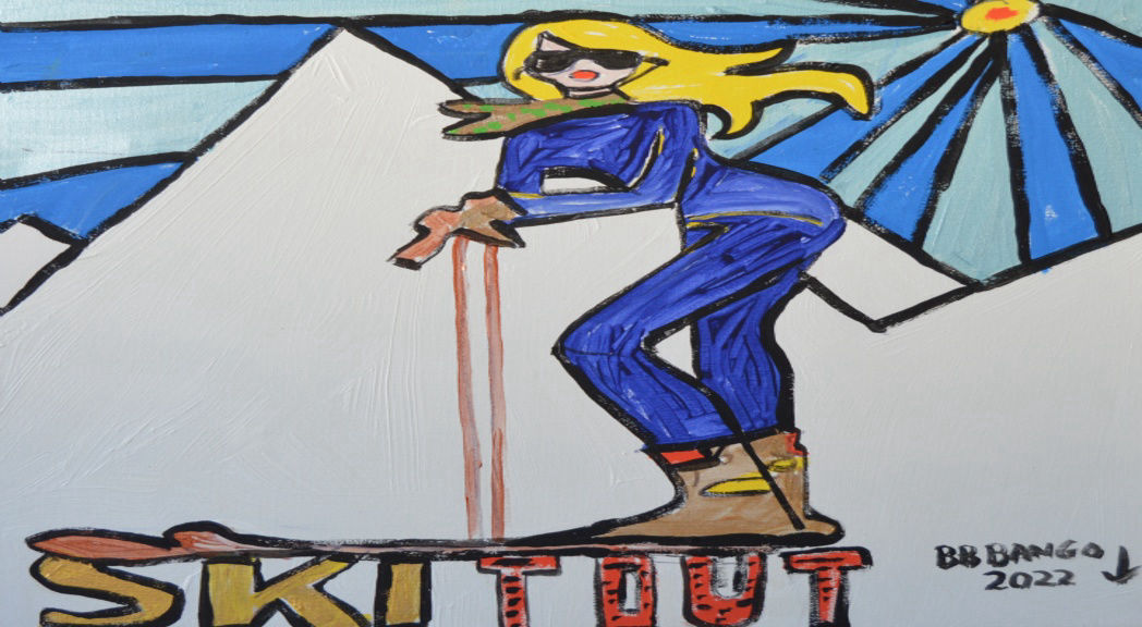 'Ski Tout 2' 39 by 49cm Acrylic on Canvas by BB Bango at Tout in Geneva