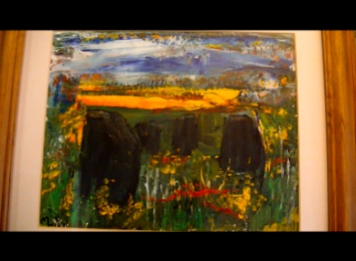 Maureen Lavery. 'Southern Standing Stones'. Acrylic on Board . 30 by 24cm . Framed and glass 75. On Display Big Art