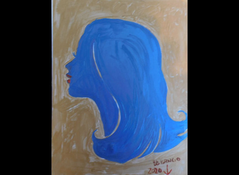 'Blue Silhouette 1' Acrylic on paper A4 size by BB Bango £45