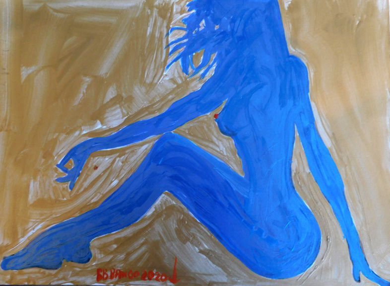 'Blue Silhouette 2' Acrylic on paper A4 size by BB Bango £45