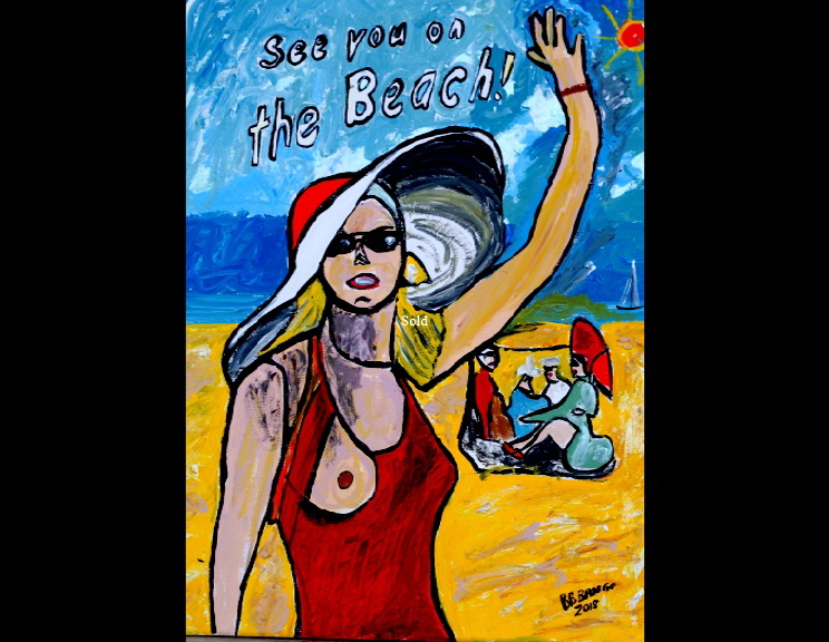 'Beach Breast' Acrylic on canvas 18 by 24 inch   by BB Bango   £100