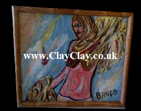 Abstract Amy by BB Bango. Acrylic on Paper.  Framed, glass 29*20cm 15. On display Bembridge shop. Also postcards available. This picture painted 20th April 2013 is based on an EspadaRolls Glamour model photo shoot for the Tacky..... Original Music music videos.