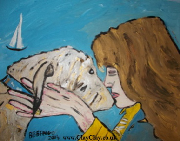 'Dog and Lady'  by  BB Bango Acrylic 20*16"  on canvas board 125. 