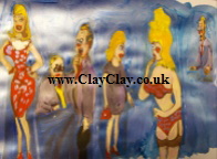 'Saucy Figures 9' by BB Bango to use in new Saucy Postcards acrylic A4 size on paper 40. On display Bembridge Shop
