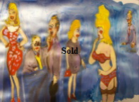 'Saucy Figures 9' by BB Bango to use in new Saucy Postcards acrylic A4 size on paper £40. On display Bembridge Shop