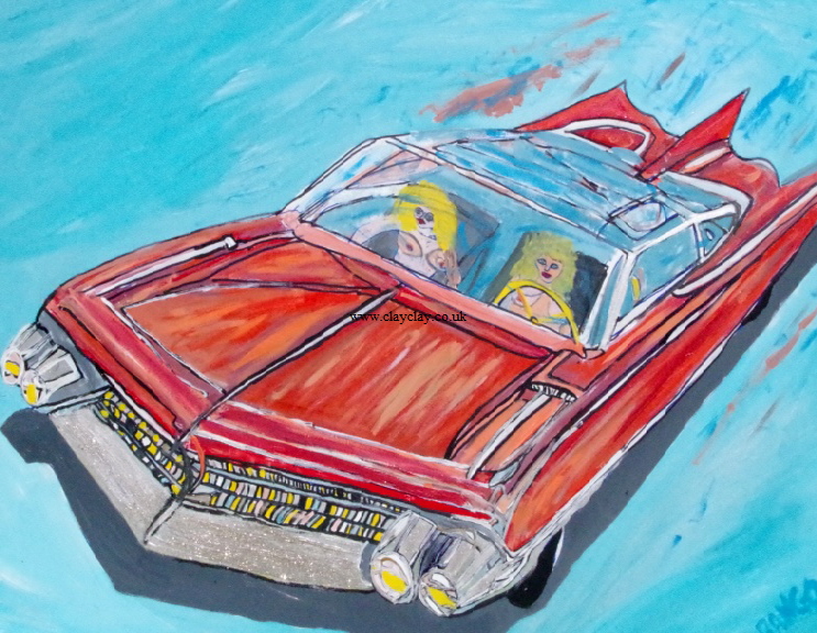 'Topless Dream Car'    Painting by BB Bango in acrylic 50" by 40" £250 