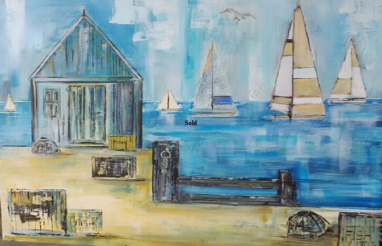 'Beach' by Maureen Lavery. 4ft by 3ft Acrylic on deep canvas 150 On display Big Art