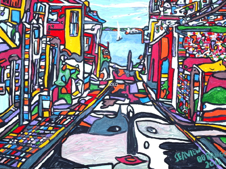 Seaview by BB Bango in acylic on canvas 24 by 18 inches £150