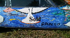 Art Car BB Bango. Sailing Scream by car on Wight. Acrylic on fibreglass. V6 Reliant Scimitar 1972 1,500 including artwork.