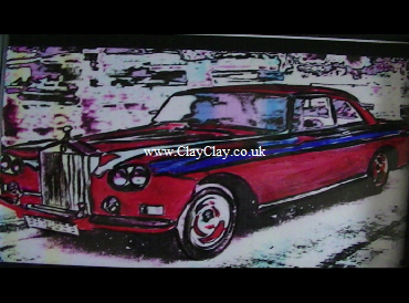 'Rolls Royce Silver Cloud 3 Mulliner Park Ward Continental 1965 (Chinese Eye)' by BB Bango. One of a selection of A4 sized acrylic on paper and framed original photo based paintings £60. On display Bembridge shop. Also postcards available. This picture was painted mid May 2013 .