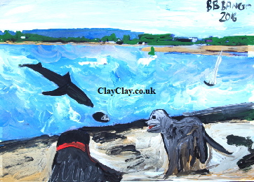 ‘In Bembridge harbour A shark called Mark and Smelly Neil the seal. Taken from the third 'Joeycomehere' Childrens book by BB Bango