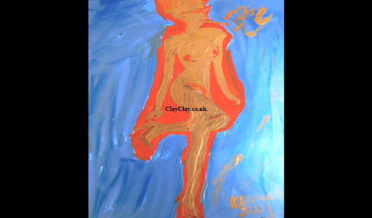 'Red figure' Acrylic on paper A3 size by BB Bango   £45