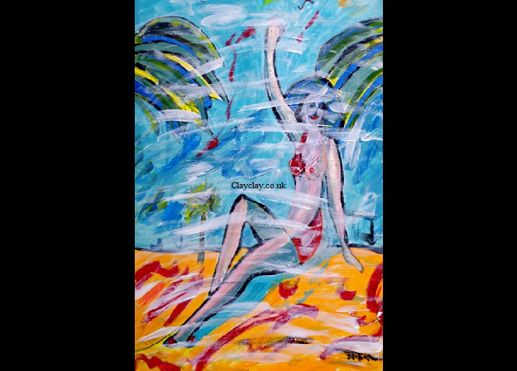 'See you on the beach' Acrylic on canvas 18 by 24"  by BB Bango   £100