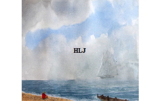 'Ghostly Sailing Ship' by watercolour artist Harry Lawson Johnston. Watercolour on Paper 15 by  11 inches . Framed 300. 