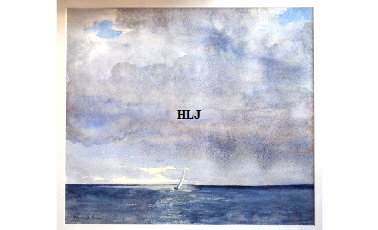 'Lone Sail' by watercolour artist Harry Lawson Johnston. Watercolour on Paper 20 by  15 inches . Framed 350. 