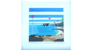 'Seagrove Bay ' by Suzanne Whitmarsh Print 5/100 Signed and framed 21 by 21cm 50. On display ClayClay shop. 
