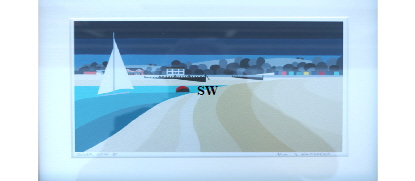 'Duver View 2 ' by Suzanne Whitmarsh Print 3/100 Signed and framed 21 by 32cm 55. On display ClayClay shop. 