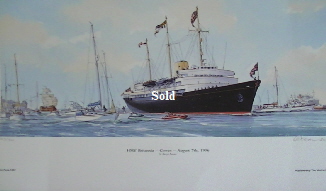 'HM Britannia  off Cowes 1996' Signed limited edition Print by MG Pearson.  Unframed 47*28cm 50. On display ClayClay shop. Postcard also Available.