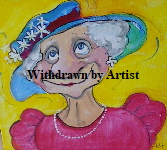 'Dear in a hat' by Kate Gooden Acrylic Original on box canvas 20*20cm 40. On display ClayClay shop.