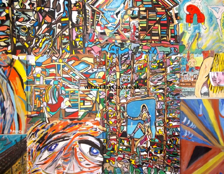 'BarnartBango'   Massive compilation Painting by BB Bango on 10 canvases in acrylic 60" by 48" 425 On display Bembridge shop