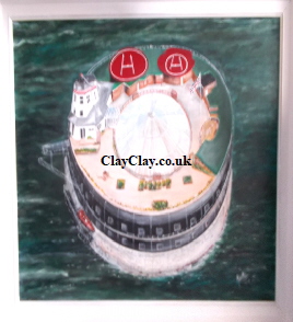no Mans Fort Acrylic varnished on 78*59 cm Canvas and Wide White frame. Mike Miller Seaview Based Artist in many mediums onto canvas, card and terracotta. 