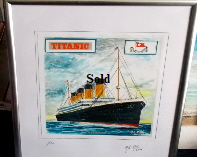 'Titanic' Limited edition signed print in frame based on painting 18 by 14cm by Mike Miller, Seaview Based Artist in many mediums onto canvas, card and terracotta. On display in Bembridge shop 30