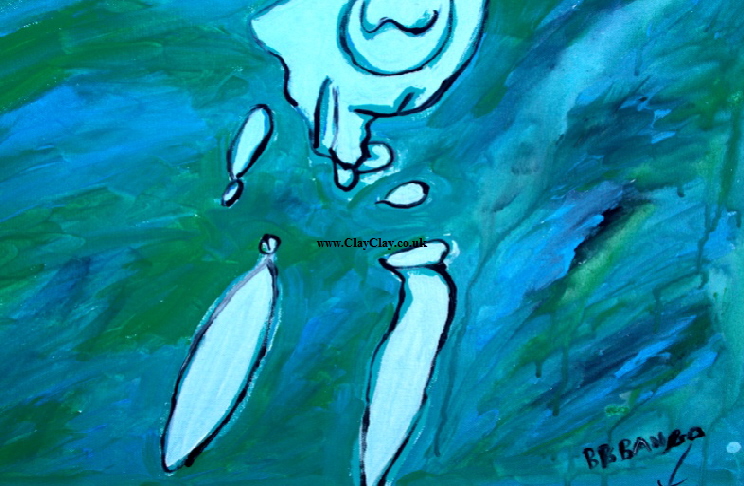 'Dancer Turquoise'  by  BB Bango Acrylic 22*18"  on canvas board 75. On display Bembridge Shop