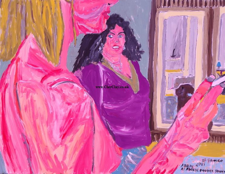 'A break at a nude model shoot'  Painting by BB Bango in acrylic on canvas 40" by 32"  canvass 275.
