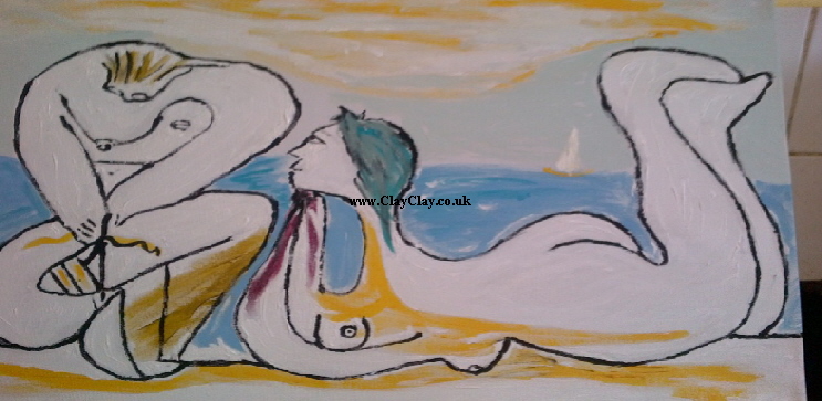 La Plage (after Picasso) by Bango 60 by 40cm acrylic on canvas £90 On display ClayClay shop