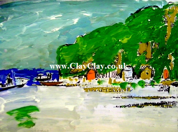 'Bembridge Beach' by BB Bango. One of a selection of A4 sized acrylic on paper and framed original photo based paintings 15. On display Bembridge shop. Also postcards available. This picture was painted mid May 2013 .