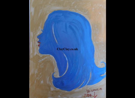'Blue silhouette 1' Acrylic on paper A4 size by BB Bango   £45