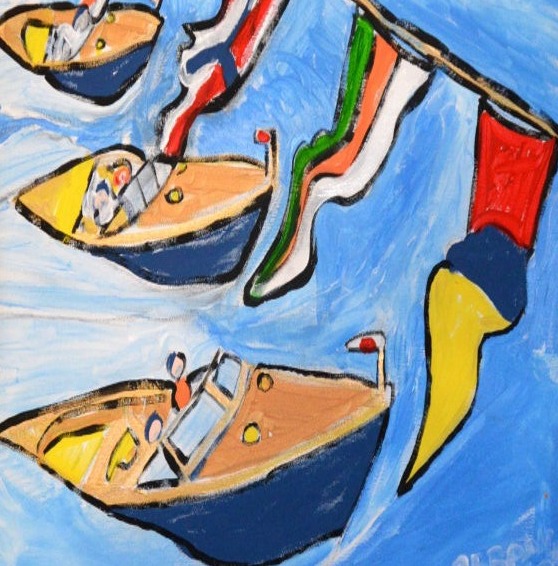 'Bembridge 3 Speed', Pop Art 39 by 49cm Acrylic on Canvas by BB Bango £60 SOLD