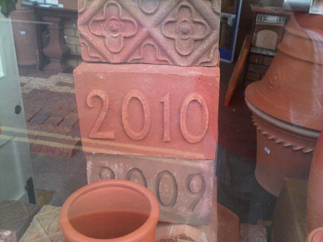York Handmade Date Block 135mm high, 215mm long (replaces two bricks). numerals imprinted or out dented. Your own personailsed ones also made up. All year date blocks available for last 20 years or years made to order. Generally 15 each for current year, from 10 each for past years