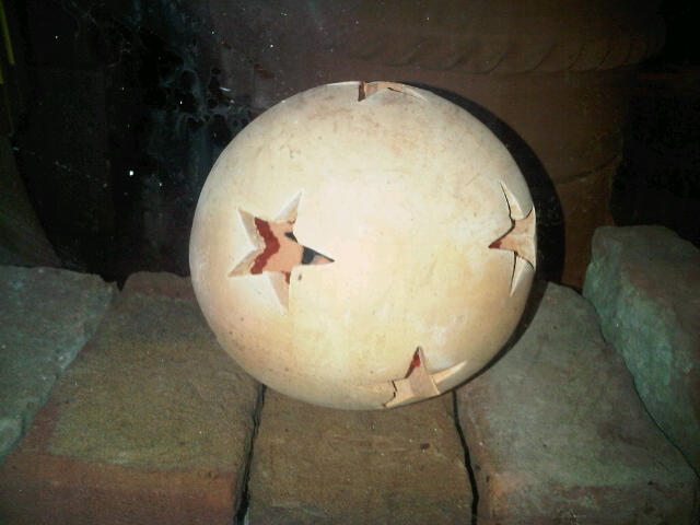 Terracotta Star Light. 15 cm Diameter, 14 cm Height. Great for Christmas. Stick a tealight in it for that extra sparkle. 7.99 in stock in the shop.