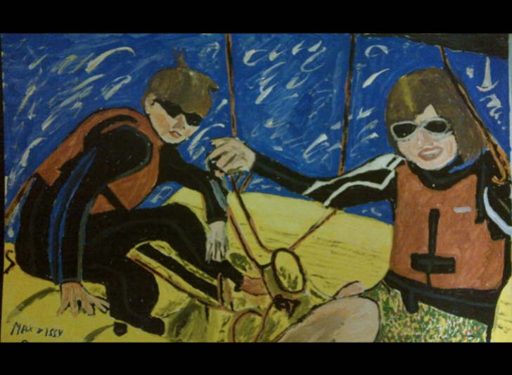Acrylic on paper to make Max and Issy painting. Taken from photograph. SOLD