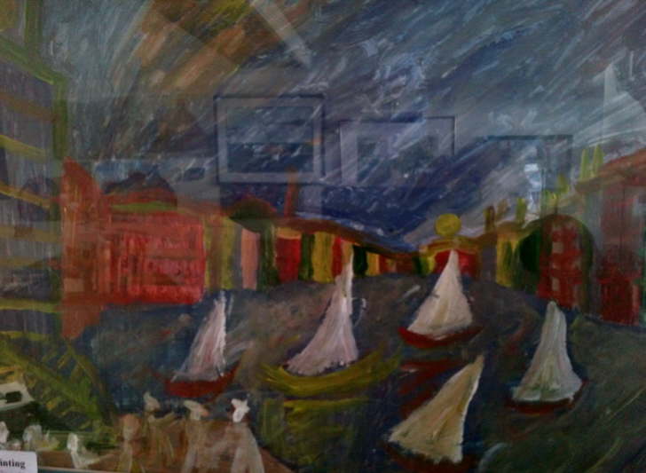 Acrylic on Paper Framed 400*500mm Sail Houses 45 